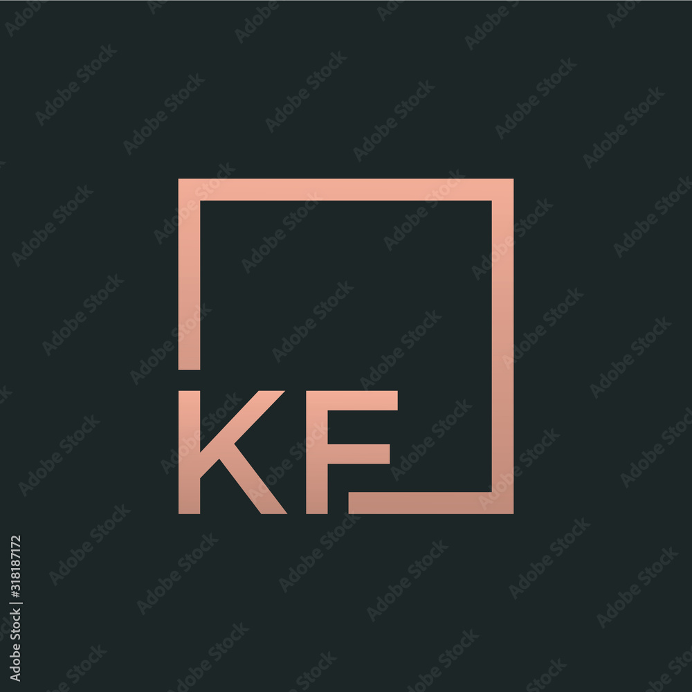 Letter K F Logo design with square frame line art. business consulting concept. studio,room,group icon. Suitable for business, consulting group company. - vector Letter K F Logo design with square frame line art. business consulting concept. studio,room,group icon. Suitable for business, consulting group company. - vector