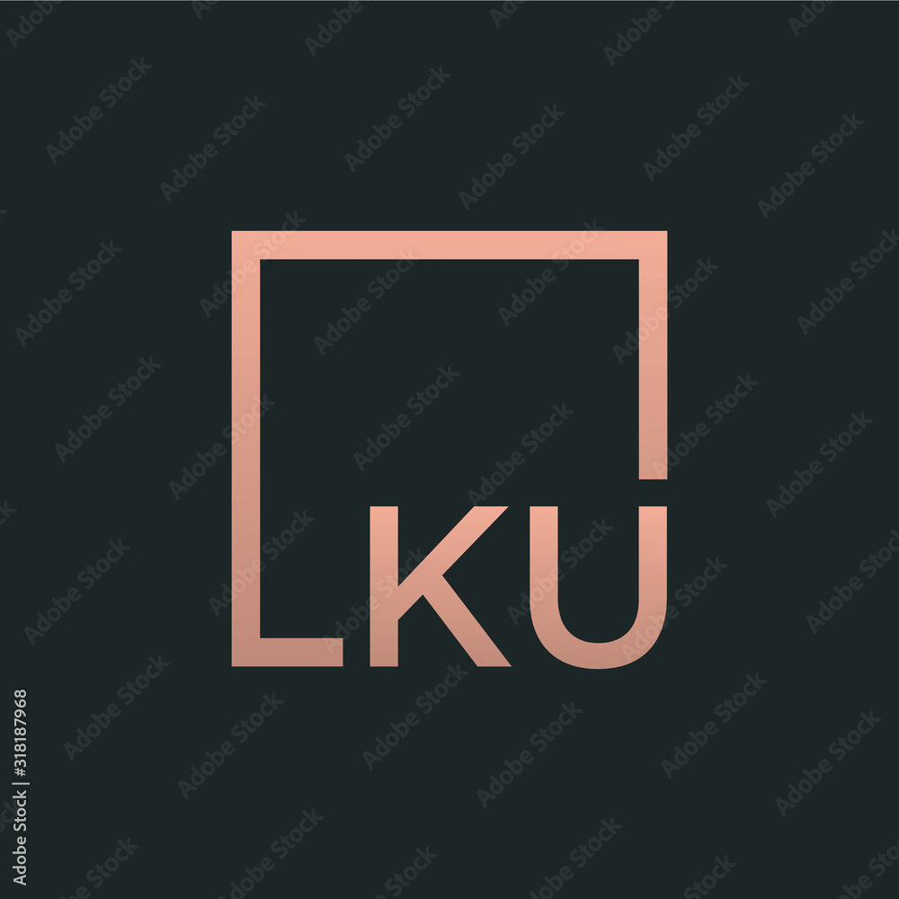 Letter K U Logo design with square frame line art. business consulting concept. studio,room,group icon. Suitable for business, consulting group company. - vector