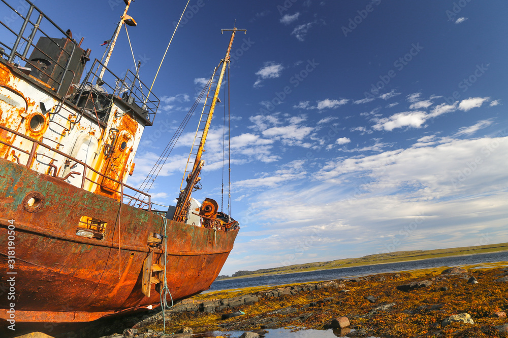 abandoned ship on the most northern point of Russia, the Arctic Ocean abandoned ship on the most northern point of Russia, the Arctic Ocean