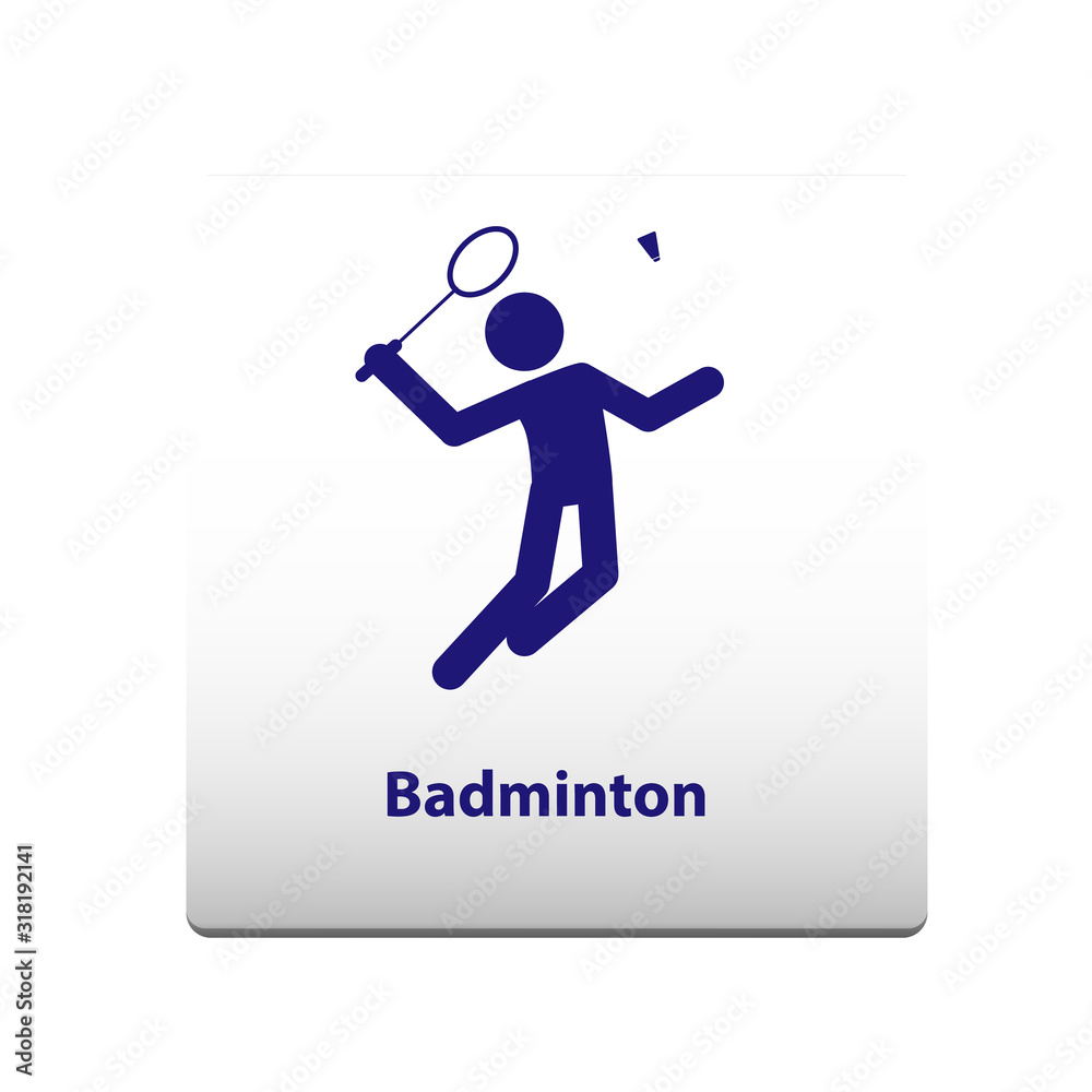 Badminton sport Symbol. stickman solid icon.vector illustration