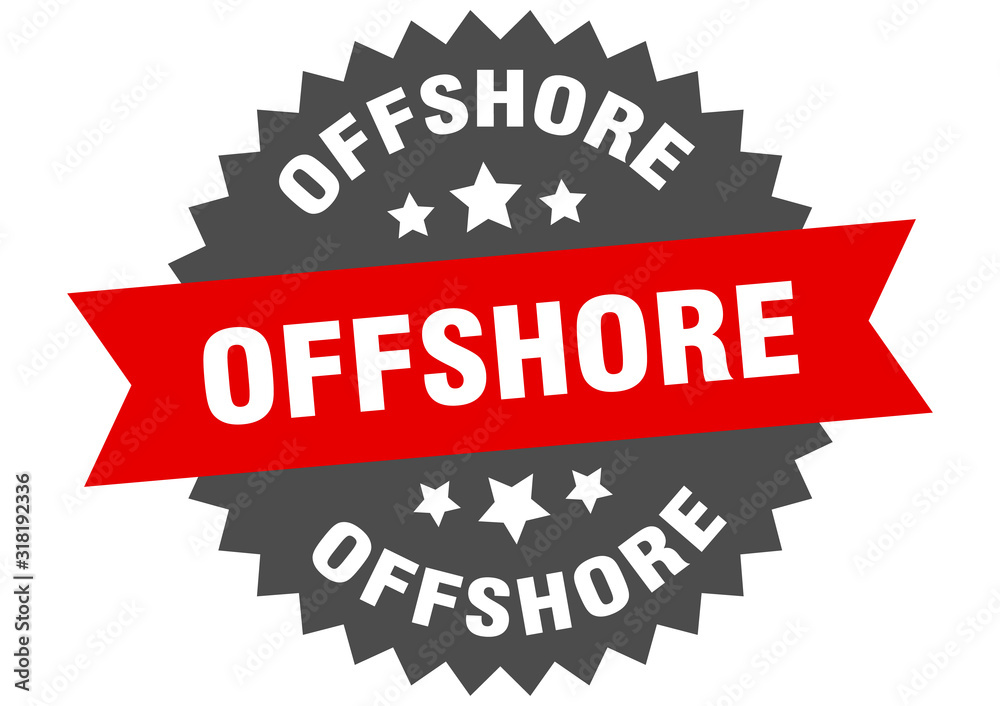 offshore sign. offshore circular band label. round offshore sticker