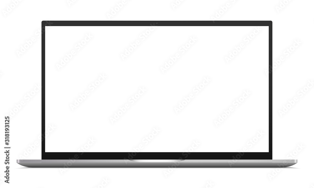 Laptop computer mockup with blank screen, front view. Vector illustration - obrazy, fototapety, plakaty 
