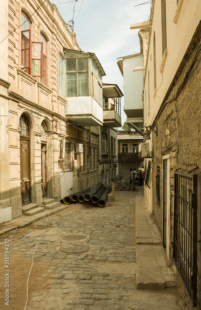 Fototapeta premium Street in the Central part of the city of Baku. Historical heritage of Azerbaijan. Icheri Sheher.