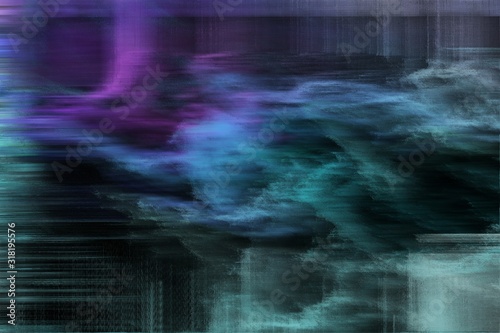 abstract background with digital broken noise and very dark blue, cadet blue and teal blue colors