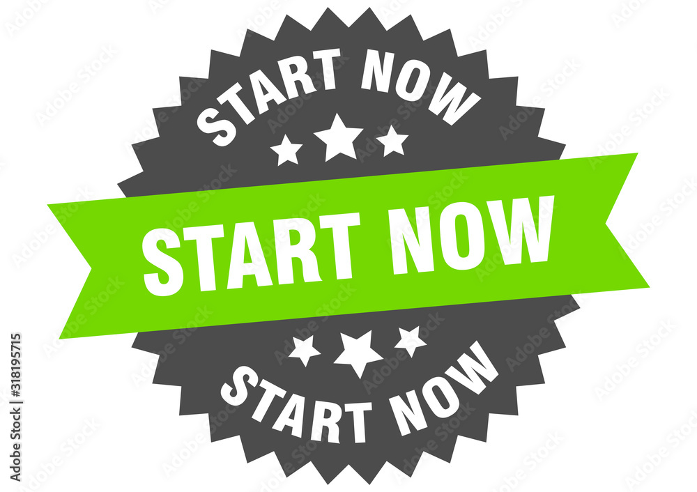 Fototapeta premium start now sign. start now circular band label. round start now sticker
