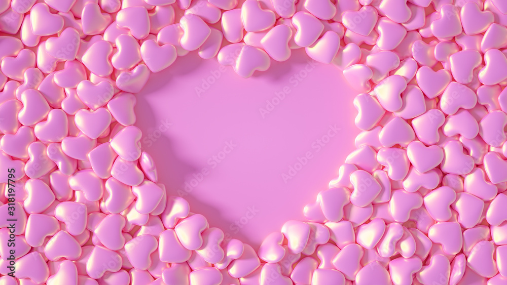 Obraz premium Beautiful background with hearts, Happy Valentine's Day! 3d illustration, 3d rendering.