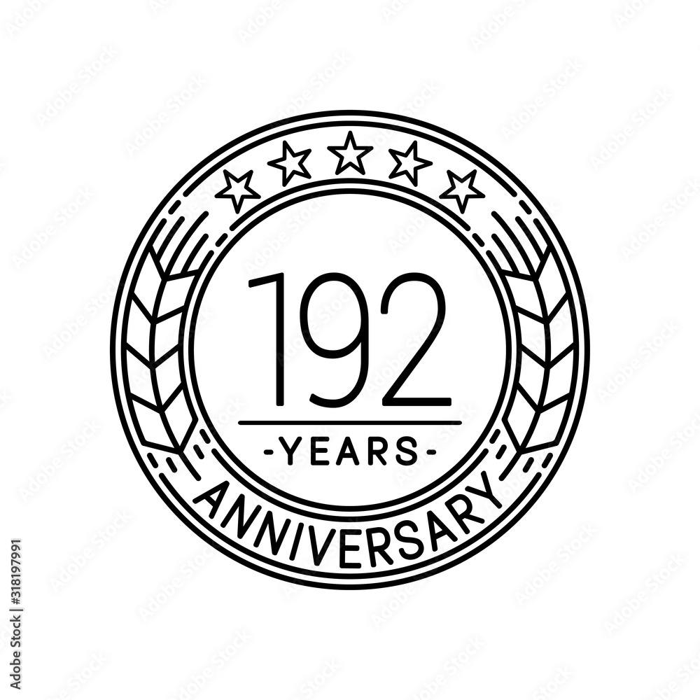 192 years anniversary logo template. 192nd line art vector and illustration.