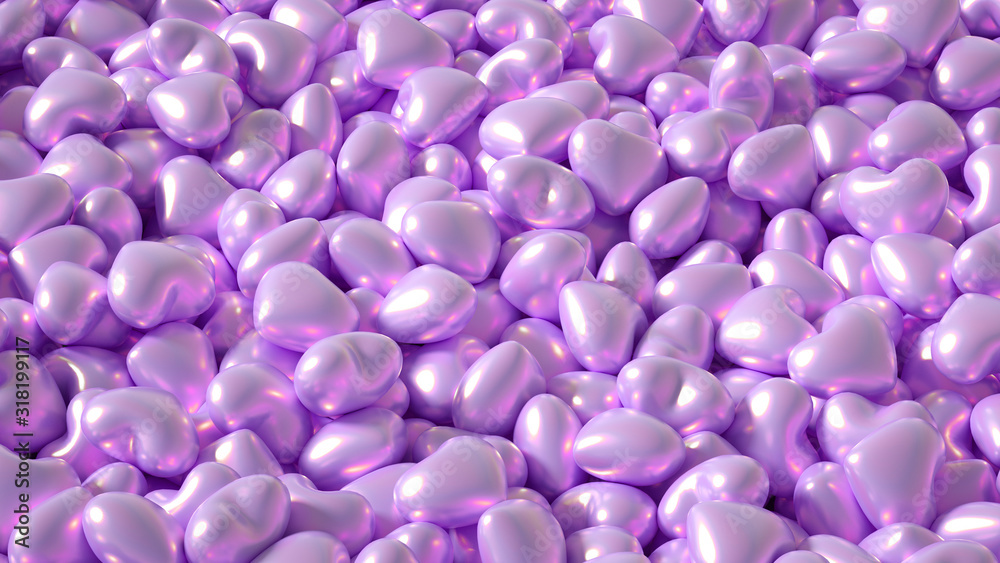 Obraz premium Beautiful background with hearts, Happy Valentine's Day! 3d illustration, 3d rendering.