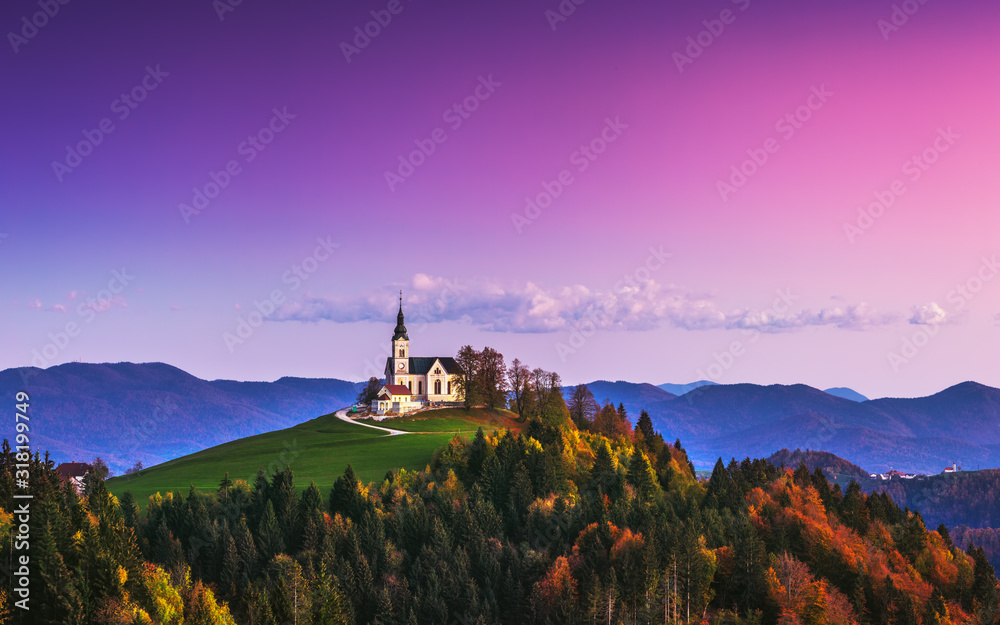 Church of Saint Leonard stands on the Church Hill near the Crni Vrh village