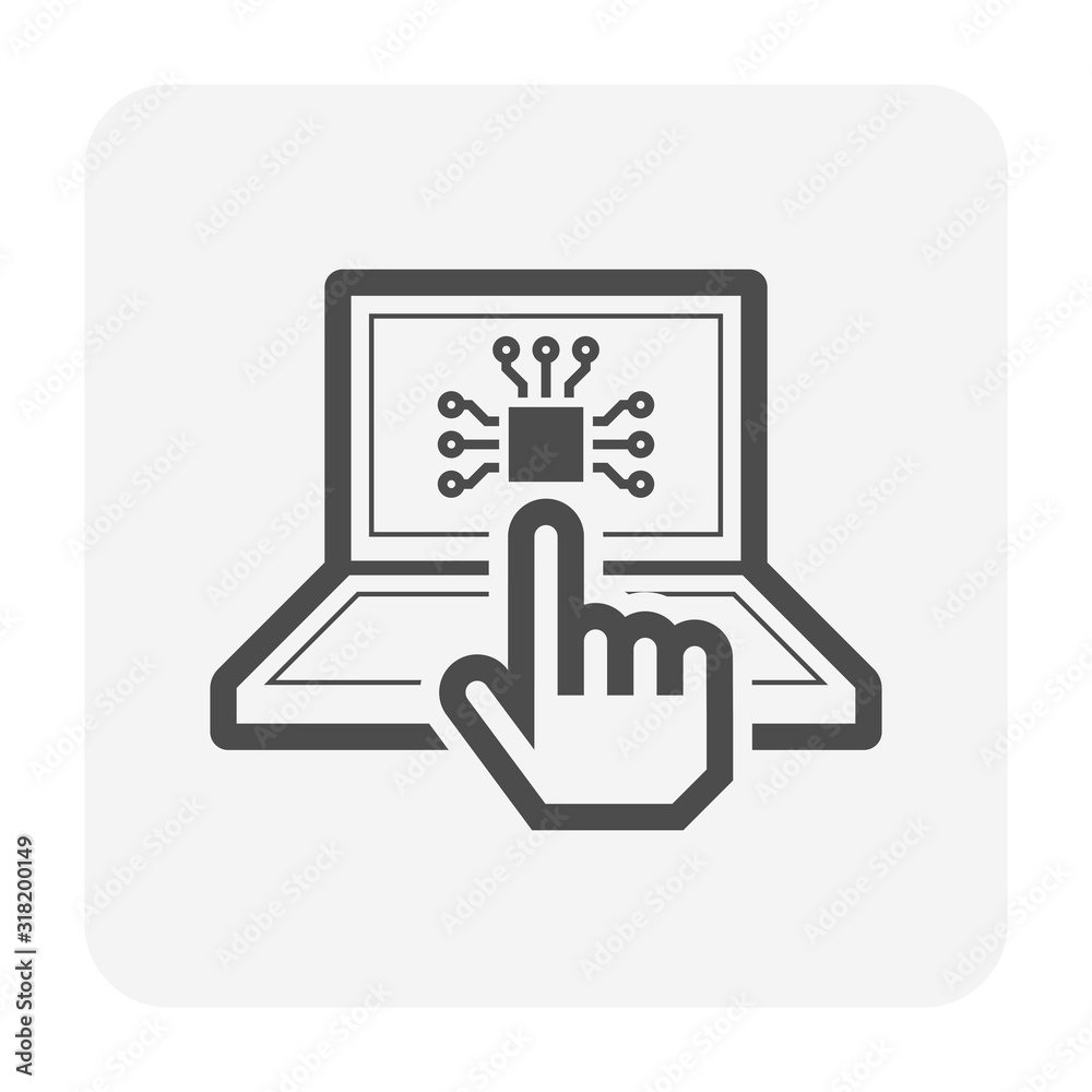 Micro chip laptop icon Micro chip laptop icon