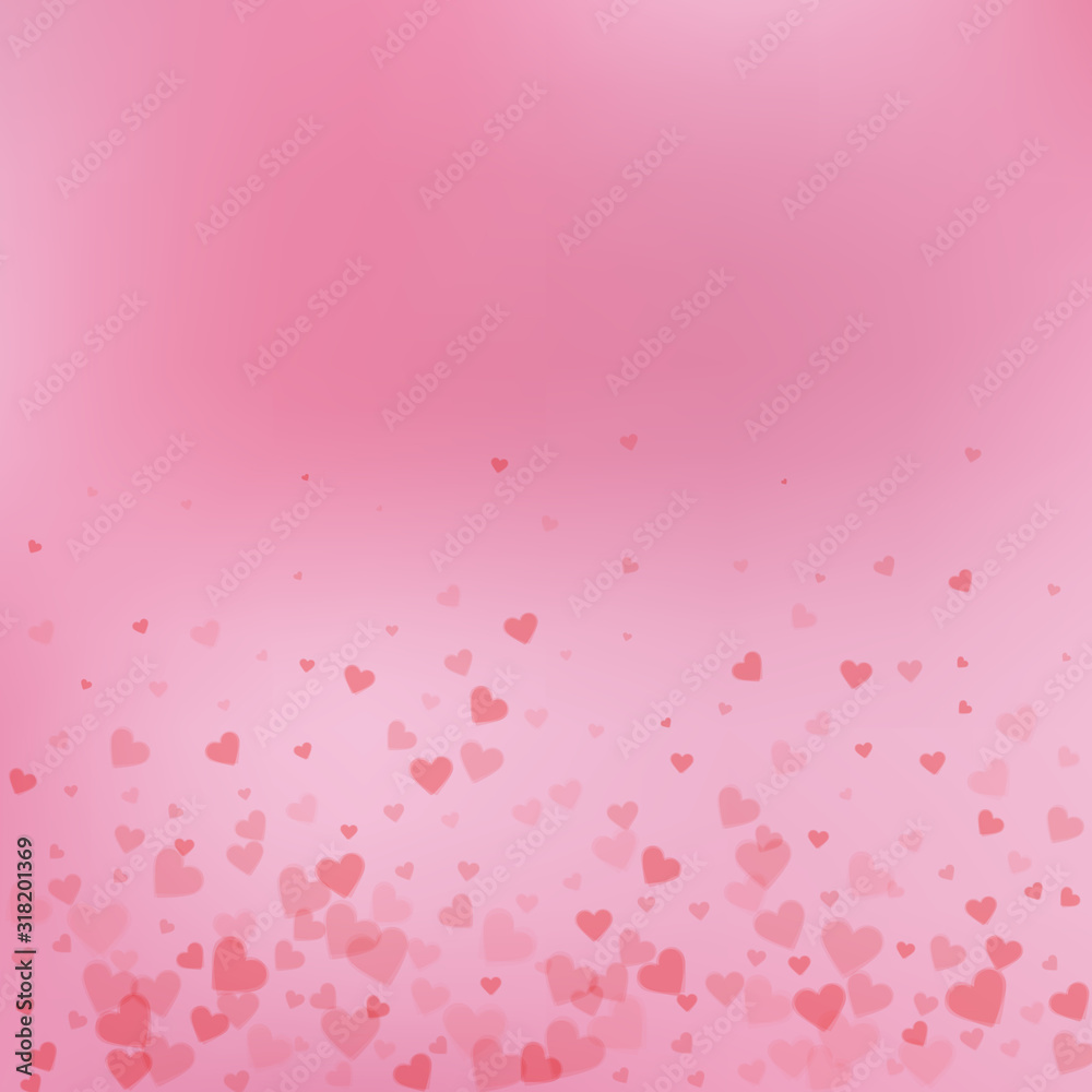 Red heart love confettis. Valentine's day gradient