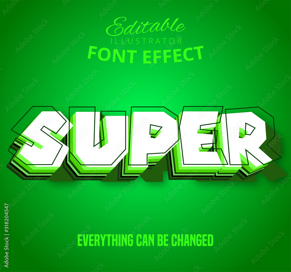 Super text, editable text effect - obrazy, fototapety, plakaty 