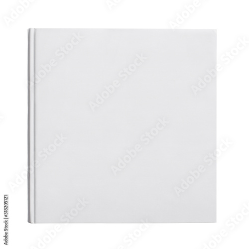 Hard cover square white book, isolated on white