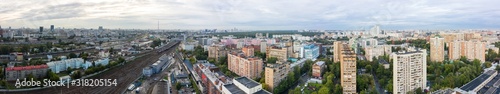 Moscow top view at the Komsomolskaya square, also known as the square of three railway stations. Aerial view