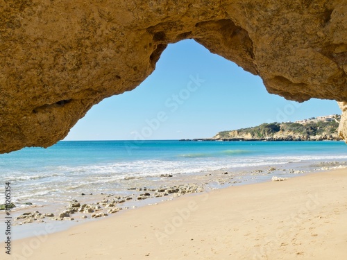 Beautiful beach Praia da Oura in Albufeira at the blue Atlantic ocean