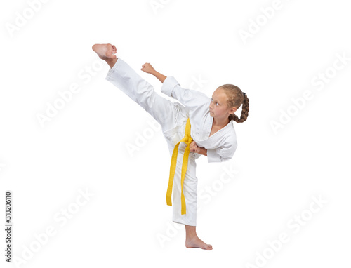 Little girl in karategi beats kick Yoko geri © andreyfire