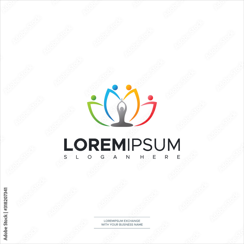 Lotus flower logo with human silhouette Vector Logo Yoga