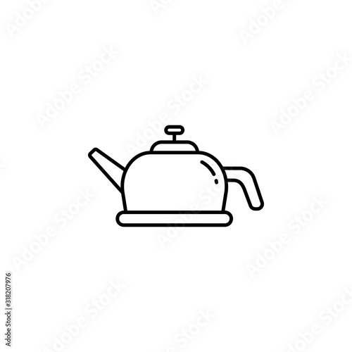 kettle, tea, hot drink, food line icon on white background