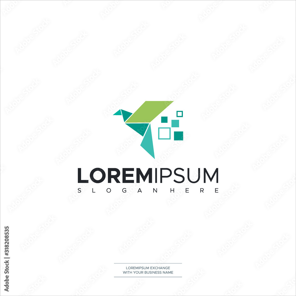 Bird technology logo vector design illustration. tech logo, bird and pixel tech concept design Premium Bird technology logo vector design illustration. tech logo, bird and pixel tech concept design Premium