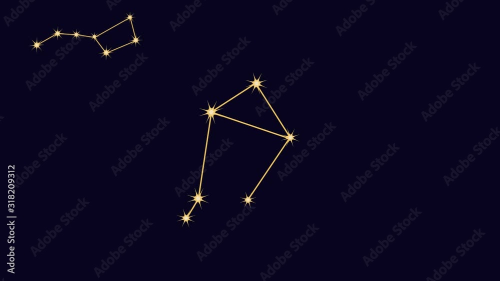 Constellations. Stars in the sky, animation with the alpha channel enabled. Cartoon Constellations. Stars in the sky, animation with the alpha channel enabled. Cartoon