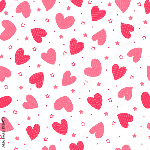 Seamless pattern with hearts. Vector isolated illustration.