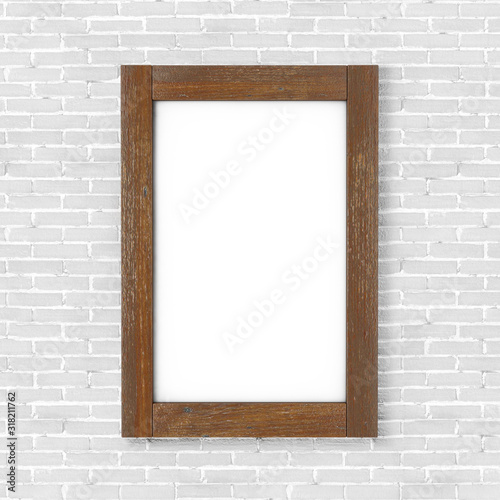 Blank Wooden Poster Photo Frame. 3d Rendering