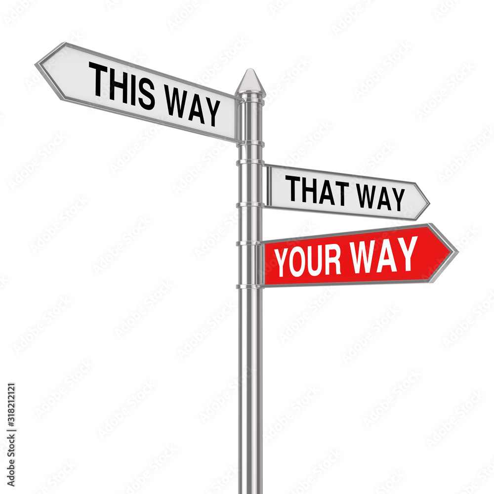 Right Your Way Choice in Business and Life Signpost. 3d Rendering Right Your Way Choice in Business and Life Signpost. 3d Rendering