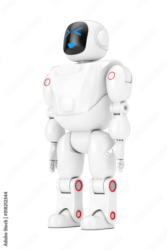 White Futuristic Cartoon Toy Robot. 3d Rendering White Futuristic Cartoon Toy Robot. 3d Rendering