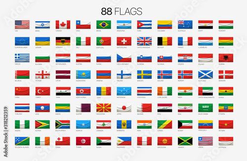 88 national flags with names