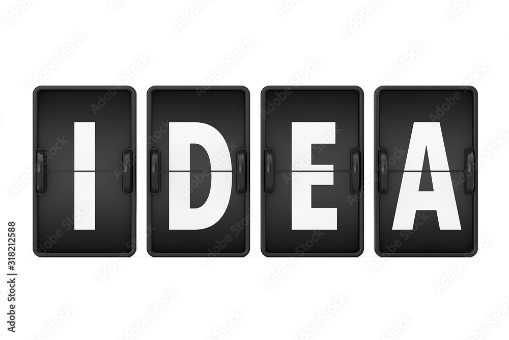 Idea Sign as Flip Countdown Mechanical Airport Board. 3d Rendering Idea Sign as Flip Countdown Mechanical Airport Board. 3d Rendering