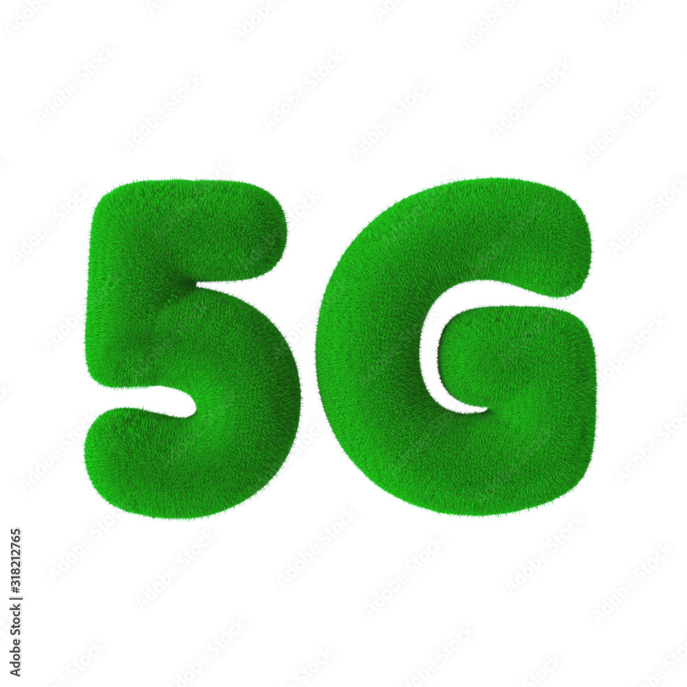 Green Grass 5G Network Sign. 3d Rendering Green Grass 5G Network Sign. 3d Rendering