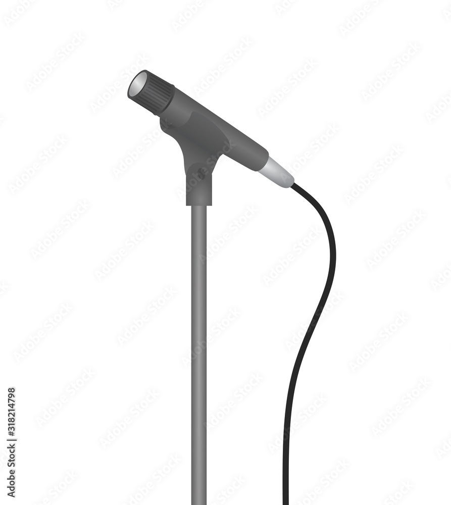 Grey microphone stand. vector illustration Grey microphone stand. vector illustration