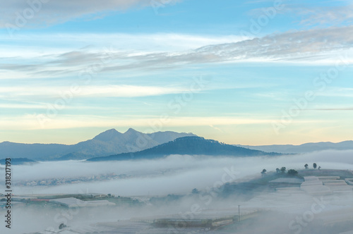 nice landscape    da lat city  the city in fog and sun