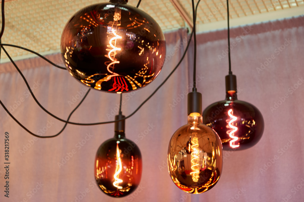 Stylish spherical lighting lamps. Design solution