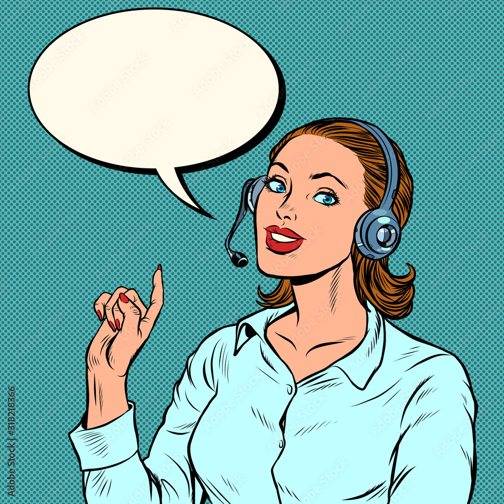 A female telecom operator. Telephone support A female telecom operator. Telephone support