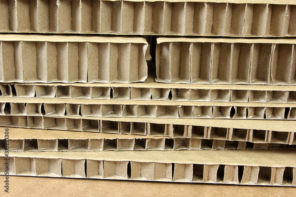 Honeycomb paper board used for cargo bracing. corrugated box sheet. cardboard packaging, cardboard insulation material