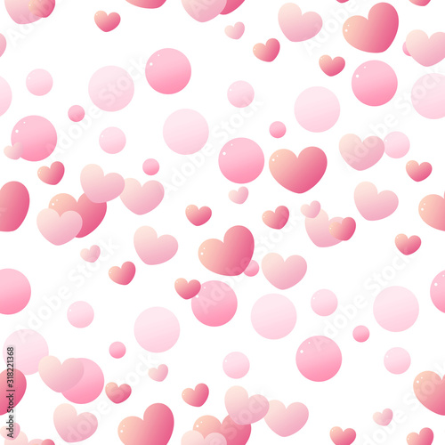 Wallpaper Mural グラデーションハート　シームレスパターン　ピンクボール Torontodigital.ca