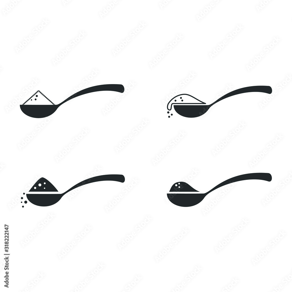 Spoon with content icon template color editable. Tea spoon with sugar