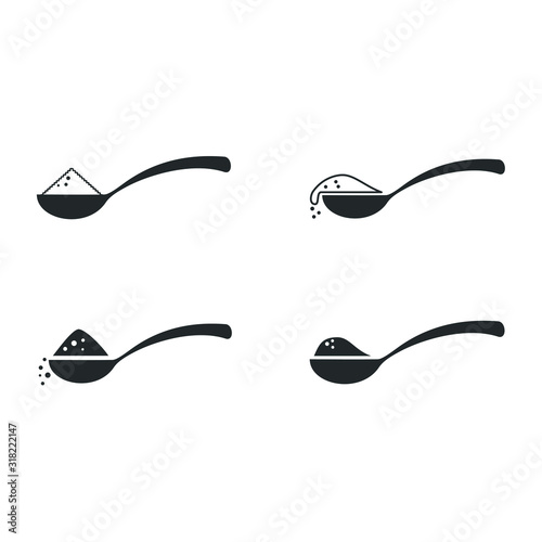 Spoon with content icon template color editable. Tea spoon with sugar, salt, flour or other symbol vector sign isolated on white background illustration for graphic and web design.