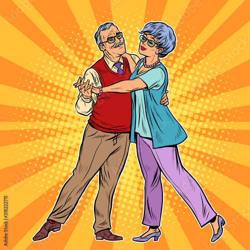 Elderly couple dancing