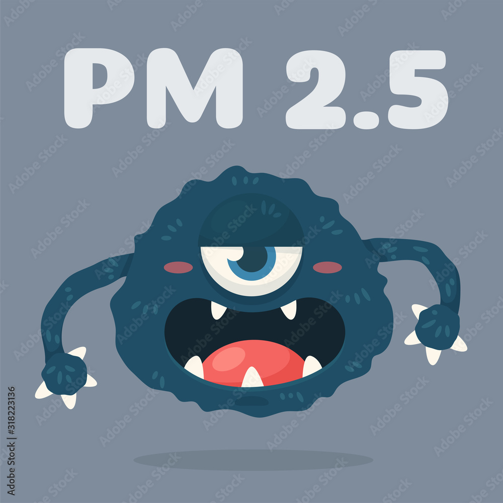 Dust Monster Vector. Cartoon PM2.5 dust that are harmful to the health