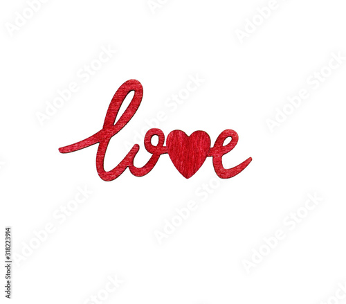 Lettering «love» and red he...