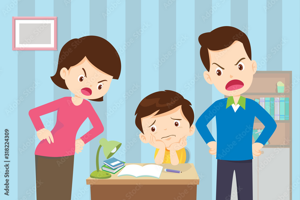 Angry mother and father to son so bad education Angry mother and father to son so bad education