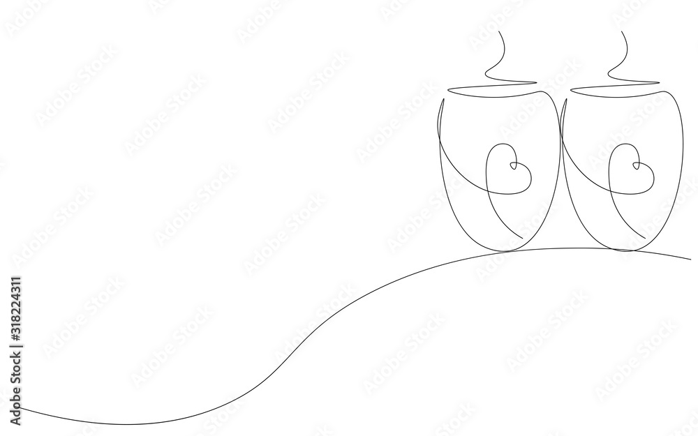 Valentines day background heart one line drawing vector illustration Valentines day background heart one line drawing vector illustration