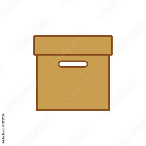 vector icon, square cardboard box