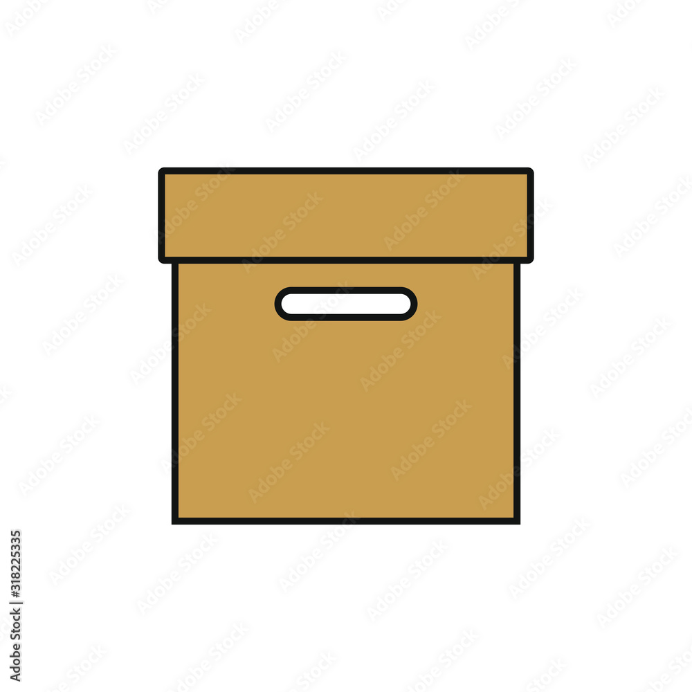 vector icon, square cardboard box vector icon, square cardboard box