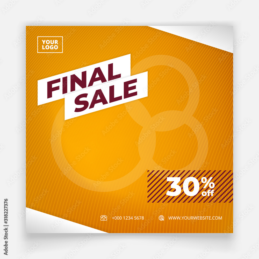 Fototapeta premium editable social media post template for shoes fashion promotion banner. flash sale banner in red yellow color. orange color advertising frame photo vector illustration