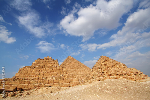 Pyramids of Giza with nice blue sky