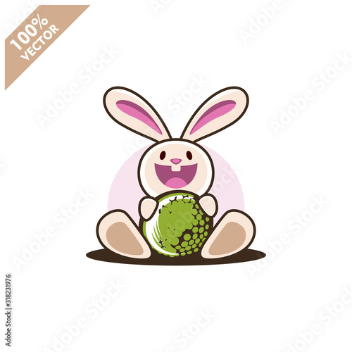 Golf ball with easter rabbit vector illustration