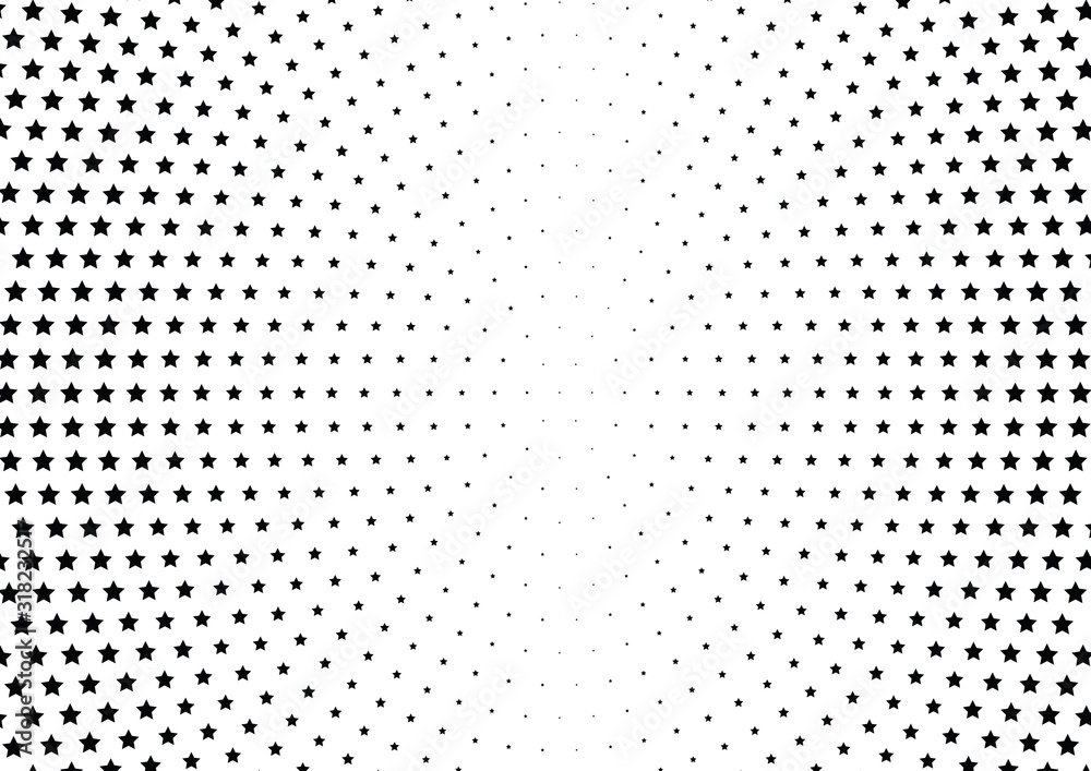 Abstract halftone dotted background. Monochrome pattern with stars. Vector modern futuristic texture for posters, sites, business cards, postcards, labels and stickers. Design mock-up layout. Abstract halftone dotted background. Monochrome pattern with stars. Vector modern futuristic texture for posters, sites, business cards, postcards, labels and stickers. Design mock-up layout.